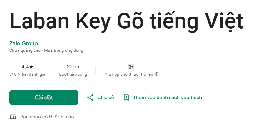 Bộ Gõ tiếng Việt Laban Key trên di động