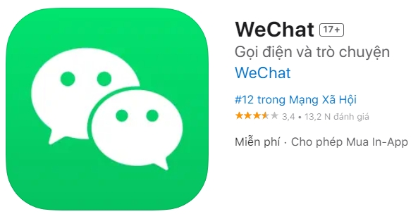 Thông tin về WeChat trên kho ứng dụng App Store