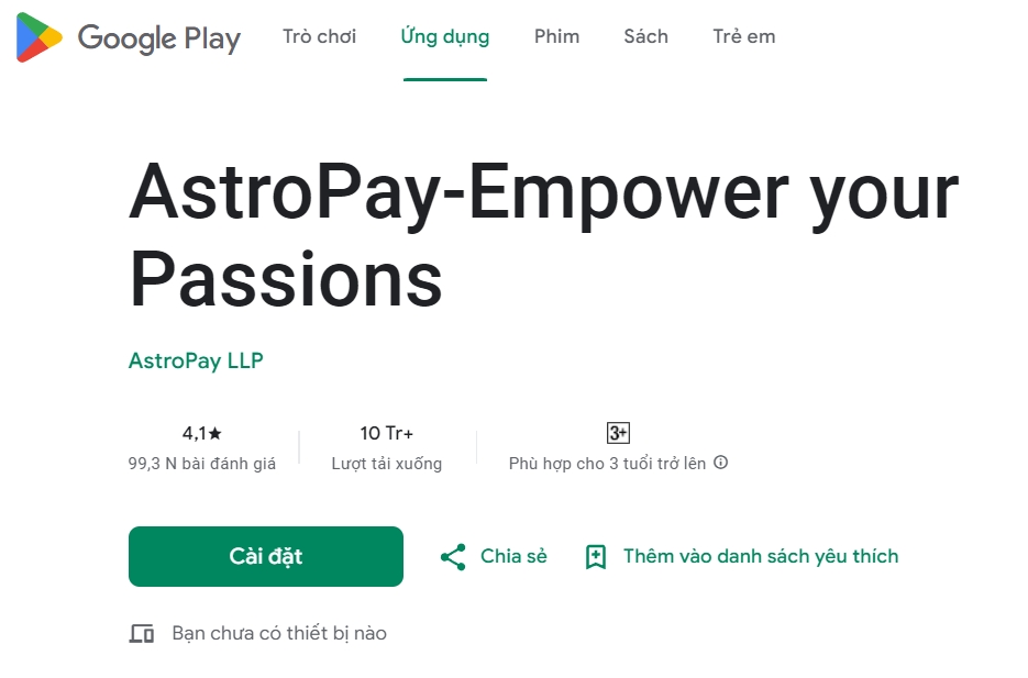 Thông tin chung về ứng dụng AstroPay