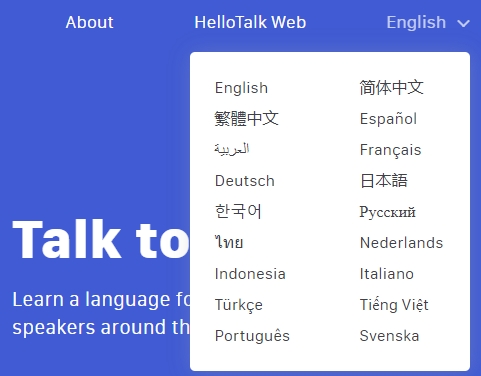 HelloTalk hỗ trợ rất nhiều ngôn ngữ khác nhau