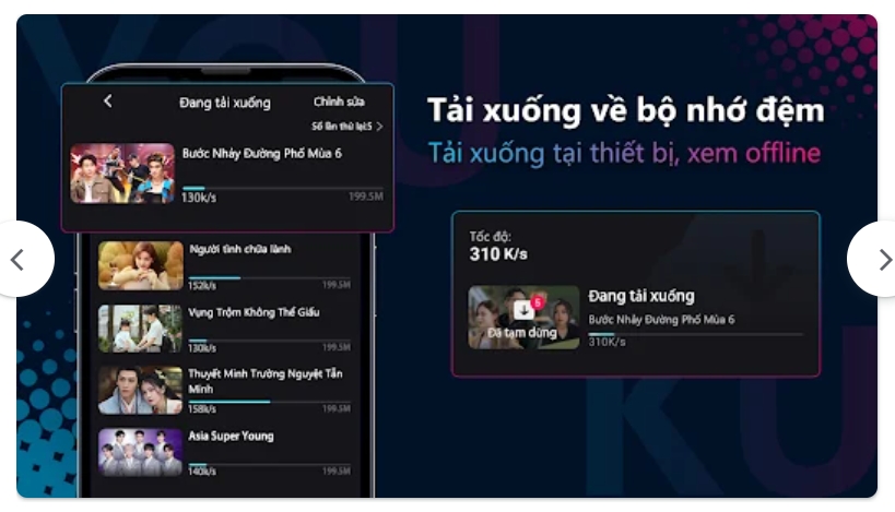 Các bạn hoàn toàn có thể tải video trên Youku lưu vào bộ nhớ đệm để khi không có mạng có thể xem