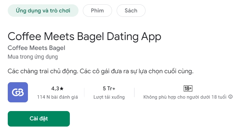 Hình ảnh thông tin chung của Ứng dụng Coffee Meets Bagel trên kho ứng dụng google play