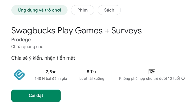 Một số thông tin về SWAGBUCKS trên google play