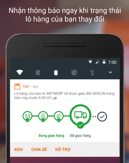 Tình trạng vận chuyển được cập nhật thường xuyên trên ứng dụng TNT Fedex Express