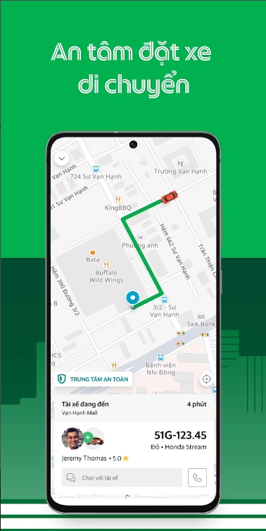 ứng dụng Grab có giao diện thiết kế đơn giản, dễ sử dụng