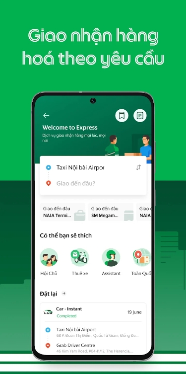 ứng dụng Grab cung cấp dịch vụ giao nhận hàng hóa theo yêu cầu của khách hàng