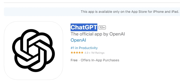 Thông tin về ứng chung ChatGPT trên kho ứng dụng App Store là rất tốt.