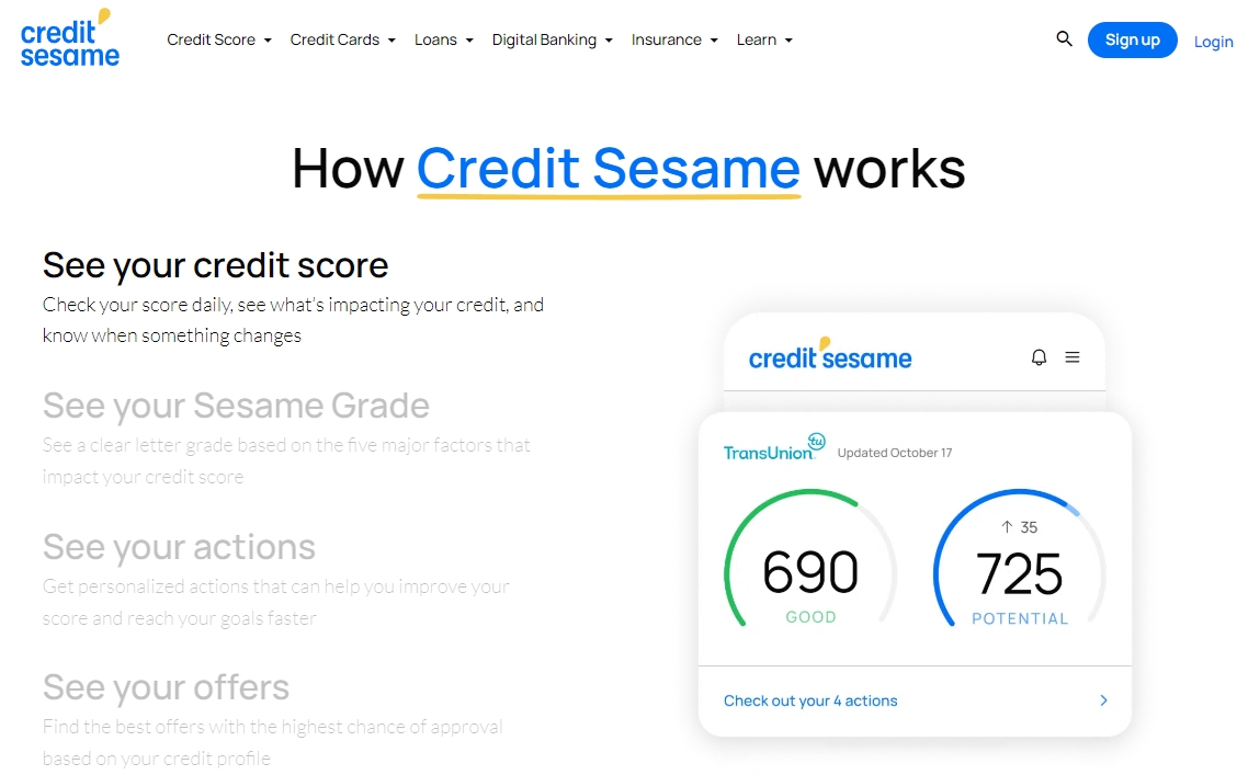 Xem điểm tín dụng và cách cải thiện điểm trên Credit Sesame 