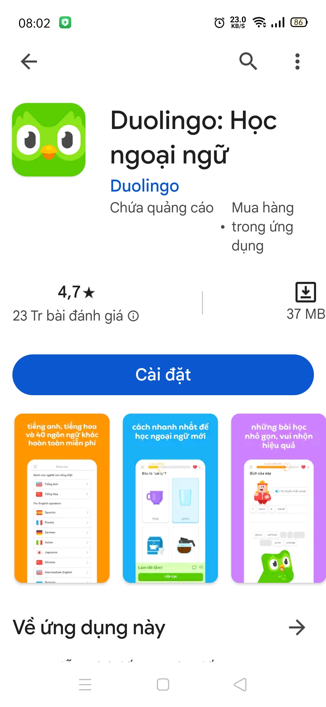 Hưỡng dẫn cài đặt và sử dụng ứng dụng học ngoại ngữ Duolingo