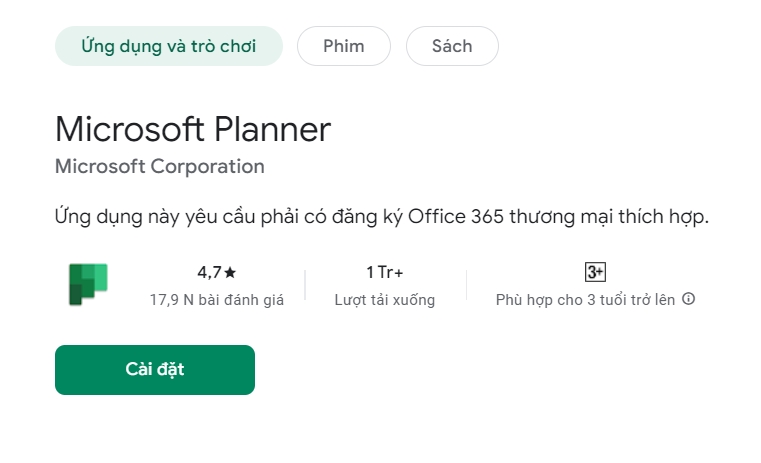 Thông tin chung về ứng dụng quản lý công việc Microsoft Planner