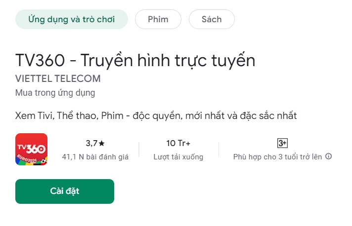 Thông tin chung về Ứng dụng truyền hình trực tuyến TV360