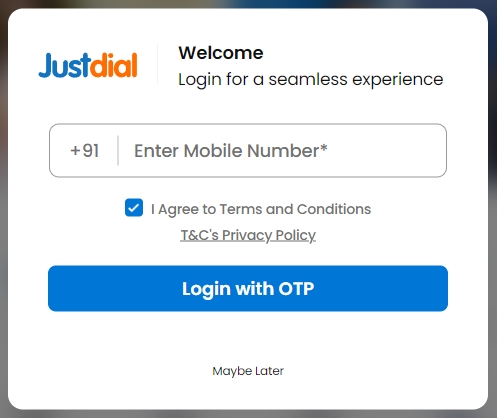 Số điện thoại để đăng ký JustDial phải xuất phát từ ấn độ - Cách đăng ký JustDial và Đăng ký bằng sim ảo