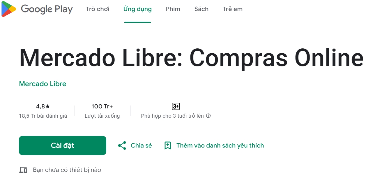 Thông tin của ứng dụng mercadolibre  - Cách đăng ký và sử dụng mercadolibre bằng sim ảo