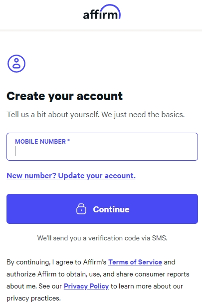 Bạn có thể xác minh, đăng ký tài khoản Affirm với nhiều sự lựa chọn
