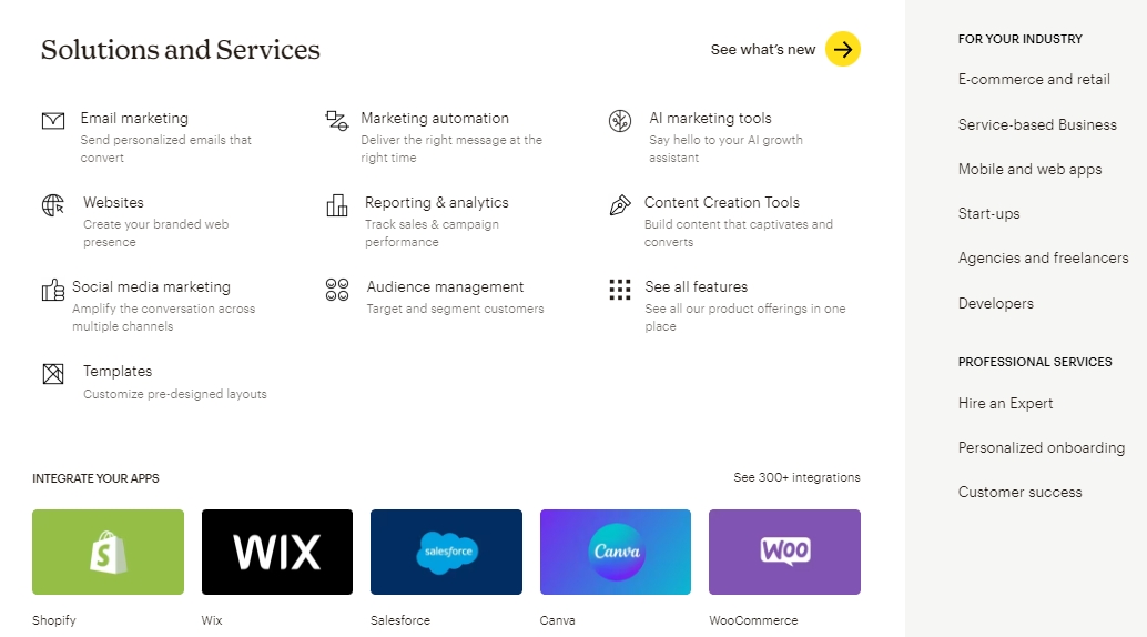 Mailchimp được tích hợp với nhiều ứng dụng khác giúp khách hàng dễ dàng sử dụng