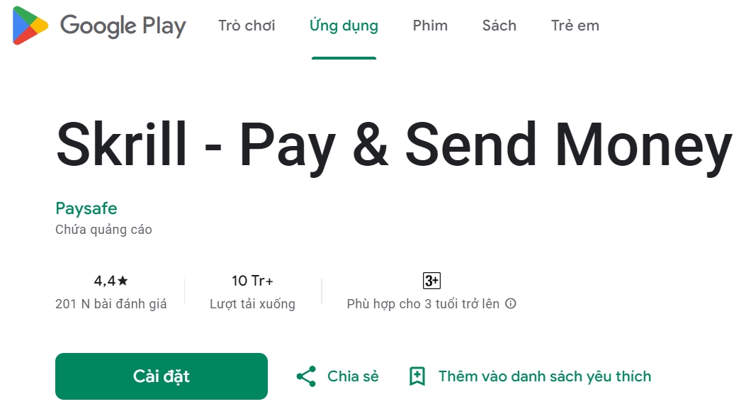 Thông tin về ví skrill trên kho ứng dụng - Đăng ký tài khoản skrill bằng số điện thoại ảo