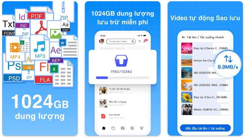 TeraBox không giới hạn tốc độ tải lên hoặc tải về của file dữ liệu