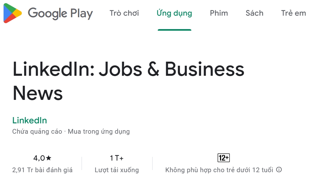 Thông tin về linkedin trên kho ứng dụng - Làm thế nào để đăng ký tài khoản linkedin với số điện thoại ảo