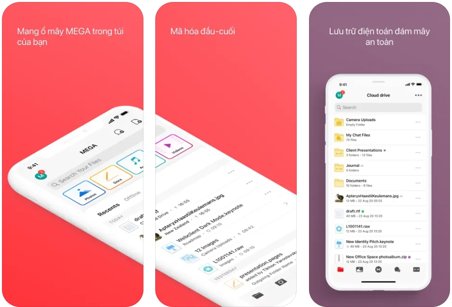Ứng dụng Mega có thiết kế đơn giản, bắt mắt phù hợp với người dùng