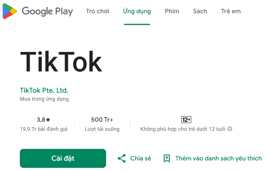 Thông tin về ứng dụng tiktok trên kho ứng dụng - Tạo tài khoản TikTok số lượng lớn với chothuesim