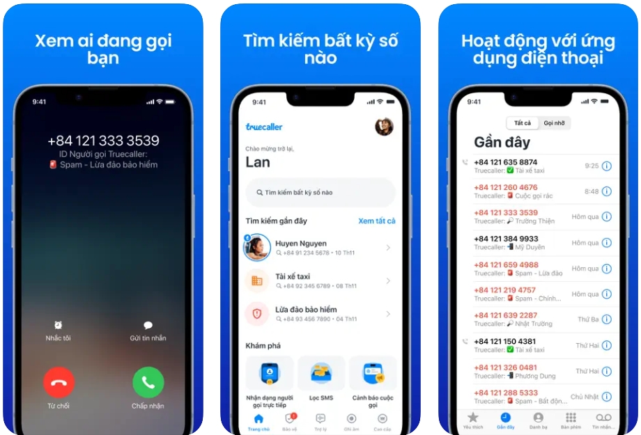 Ứng dụng truecaller cung cấp chi tiết thông tin cuộc gọi