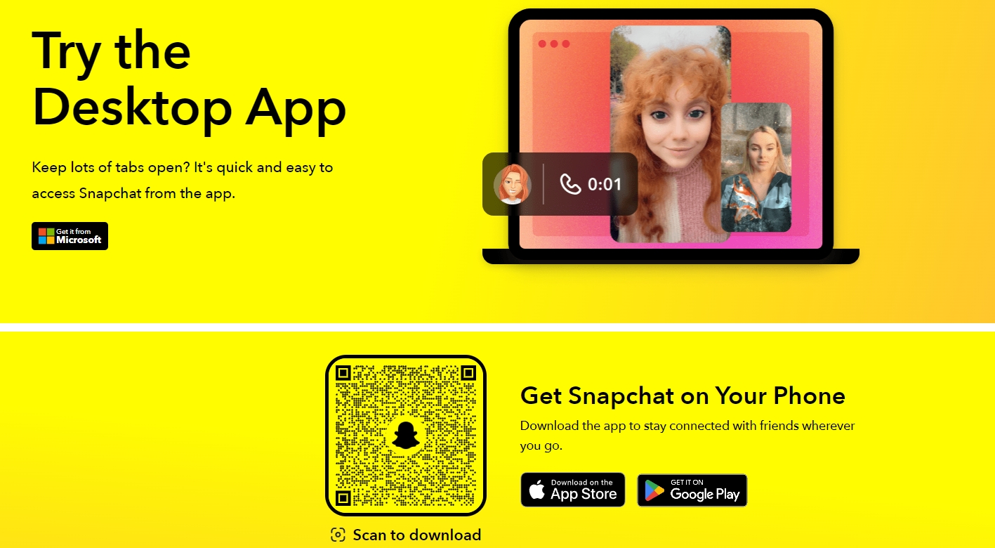 Snapchat có sẵn cả phiên bản điện thoại và máy tính