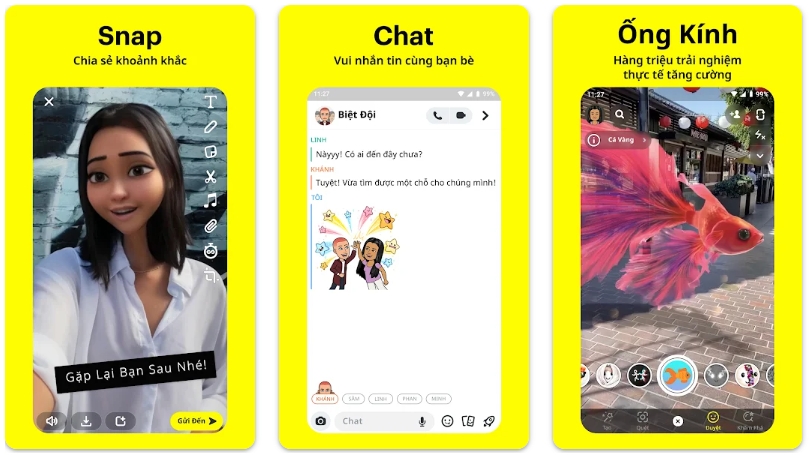 Snapchat cung cấp nhiều hiệu ứng đẹp khi nhắn tin